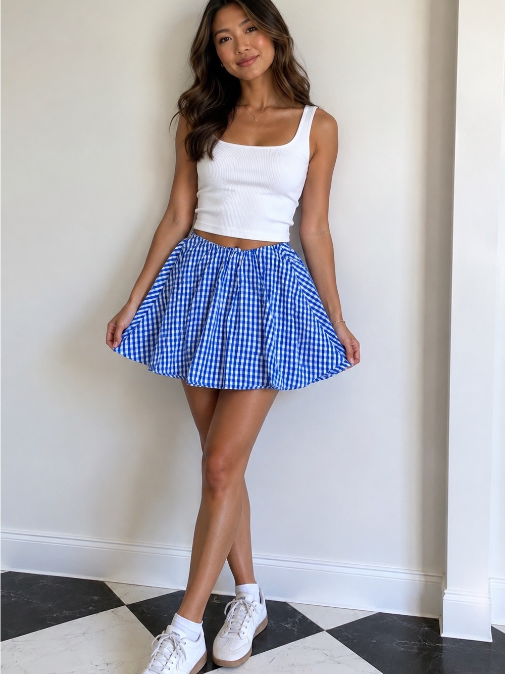 Copper Key Blue Gingham Circle Skirt